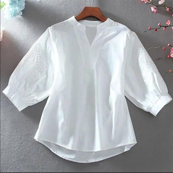 women's blouses & shirts lantern sleeves hollow embroidery summer blouse v-neck seven-point loose tee lovely femme white pullover
women's blouses & shirts lantern sleeves hollow embroidery summer blouse v-neck seven-point loose tee lovely femme white pullover