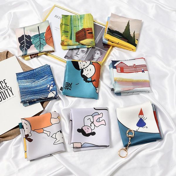 scarves multifunctional small silk scarf oil painted 53cm square spring and autumn all-match decoration hair band head shawl, Blue;gray
scarves multifunctional small silk scarf oil painted 53cm square spring and autumn all-match decoration hair band head shawl, Blue;gray