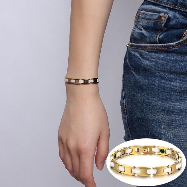 link, chain tungsten magnetic bracelet benefits anti-scratch waterproof gold germanium femme health energy for women, Black
link, chain tungsten magnetic bracelet benefits anti-scratch waterproof gold germanium femme health energy for women, Black
