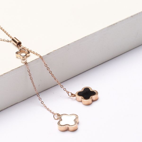 fashion titanium steel clover pendant necklace double-sided four leaf clavicle chain jewelry, Silver
fashion titanium steel clover pendant necklace double-sided four leaf clavicle chain jewelry, Silver