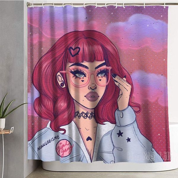 shower curtains pink hair hipster curtain bathroom decoration 
shower curtains pink hair hipster curtain bathroom decoration