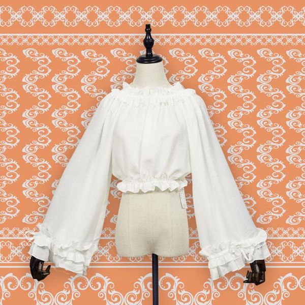 women's blouses & shirts ruffles loose chiffon women blouse summer 2021 slash neck flare sleeved elegant lady pulls, White
women's blouses & shirts ruffles loose chiffon women blouse summer 2021 slash neck flare sleeved elegant lady pulls, White