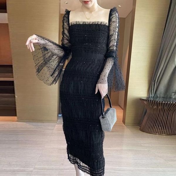 casual dresses autumn fashion fairy dress runway designer wave point women flare long sleeve elastic mesh elegant party vestidos, Black;gray
casual dresses autumn fashion fairy dress runway designer wave point women flare long sleeve elastic mesh elegant party vestidos, Black;gray