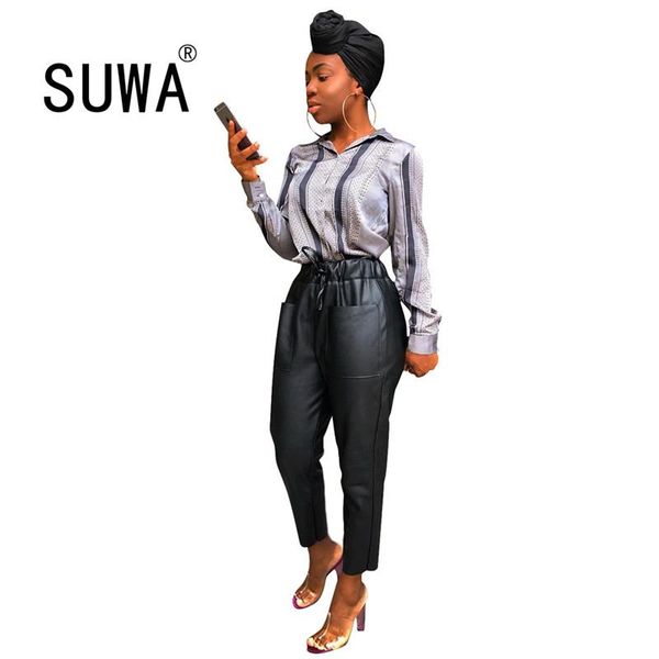 women pu faux leather drawstring waist black autumn winter fashion casual long leggings pants wholesale plus size clothing women's & ca, Black;white
women pu faux leather drawstring waist black autumn winter fashion casual long leggings pants wholesale plus size clothing women's & ca, Black;white
