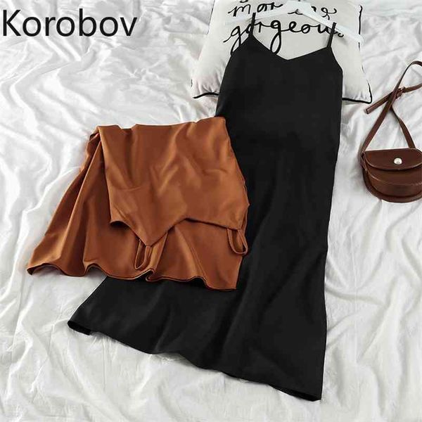 korobov chic loose casual chiffon vestidos summer korean v neck women spaghetti strap dress vintage solid midi dresses 210430, Black;gray
korobov chic loose casual chiffon vestidos summer korean v neck women spaghetti strap dress vintage solid midi dresses 210430, Black;gray