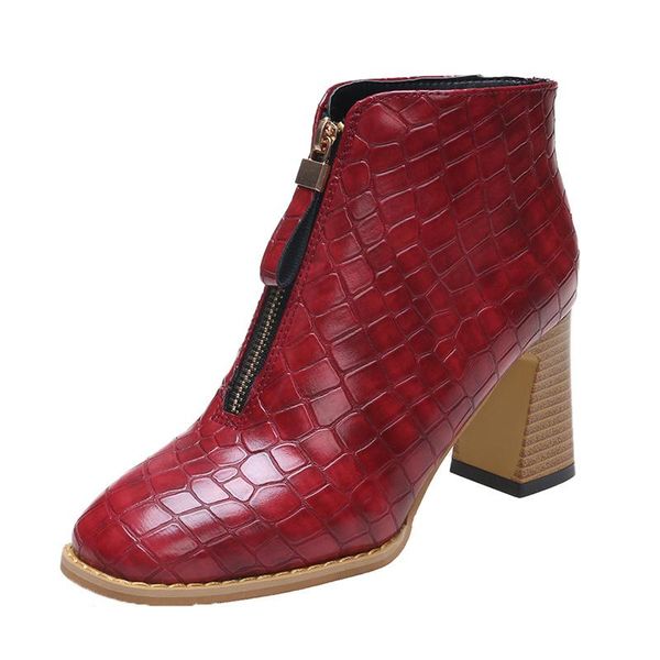 boots ladies square toe chunky heel pre-zipped autumn winter wine red with mid-heel patent leather for women, Black
boots ladies square toe chunky heel pre-zipped autumn winter wine red with mid-heel patent leather for women, Black