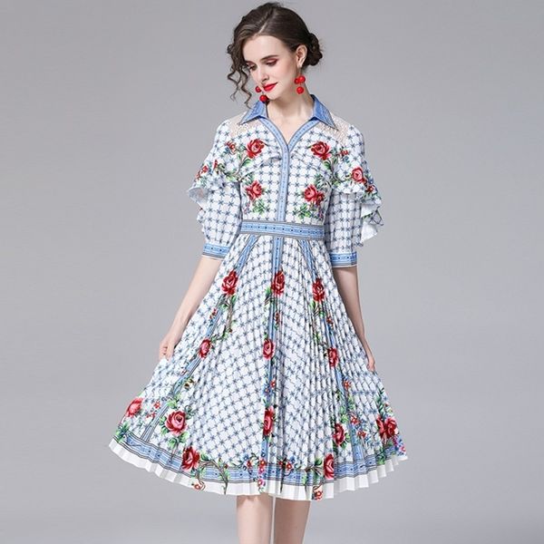 fashion designer summer floral dress women's three quarter sleeve vintage rose flower print ladies holiday party midi dress 210514, Black;gray
fashion designer summer floral dress women's three quarter sleeve vintage rose flower print ladies holiday party midi dress 210514, Black;gray