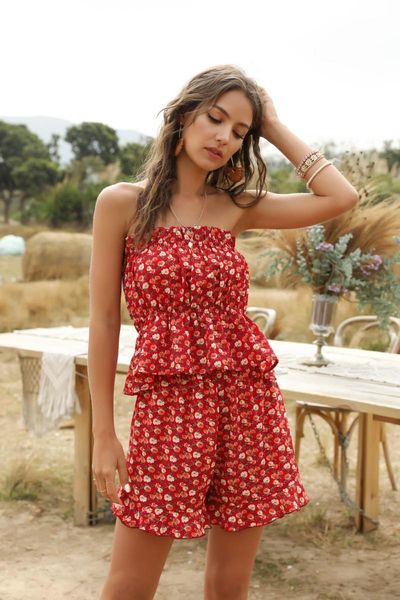 two piece women boho clothes sets summer crop beach holiday red floral shorts suits women's tracksuits, Gray
two piece women boho clothes sets summer crop beach holiday red floral shorts suits women's tracksuits, Gray