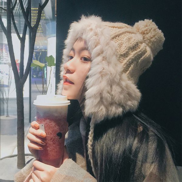 autumn woolen hat womens korean-style cute fur ball earflaps lei feng winter warm rabbit knitted hat fashion, Blue;gray
autumn woolen hat womens korean-style cute fur ball earflaps lei feng winter warm rabbit knitted hat fashion, Blue;gray