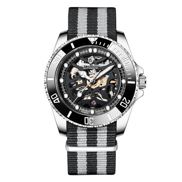 wristwatches pagani design men's watches sports skeleton mechanical automatic 100m waterproof nylon strap black watch men reloj hombre, Slivery;brown
wristwatches pagani design men's watches sports skeleton mechanical automatic 100m waterproof nylon strap black watch men reloj hombre, Slivery;brown