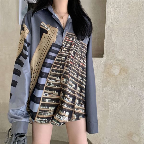 autumn mirage print design sense of minority long sleeve shirt women's loose shirt, Black;brown
autumn mirage print design sense of minority long sleeve shirt women's loose shirt, Black;brown