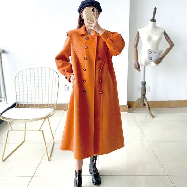 women's wool & blends women 2021 autumn winter lapel neck long woolen coat female double-breasted casual sleeve outwear loose coats a32, Black
women's wool & blends women 2021 autumn winter lapel neck long woolen coat female double-breasted casual sleeve outwear loose coats a32, Black