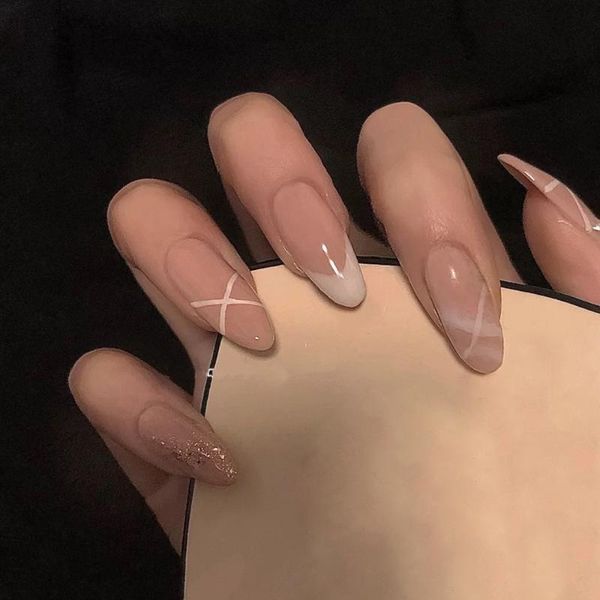 false nails 24pcs almond head nude color gentle style french glitter wearable full cover detachable artificial women fashion, Red;gold
false nails 24pcs almond head nude color gentle style french glitter wearable full cover detachable artificial women fashion, Red;gold