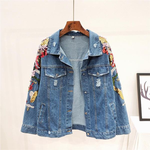 women's jackets harajuku blue denim jacket beaded sequins broken hole women spring ropa de mujer loose plus size jeans streetwear, Black;brown
women's jackets harajuku blue denim jacket beaded sequins broken hole women spring ropa de mujer loose plus size jeans streetwear, Black;brown