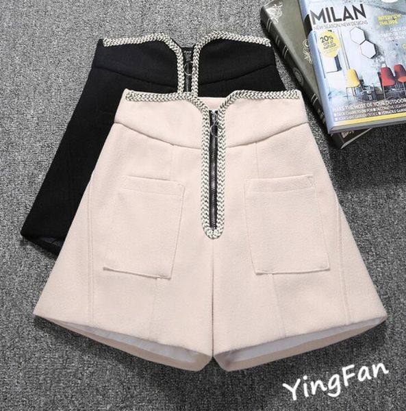 women's shorts high wais women fall winter woolen womans korean fashion chic thick broad-legged a -shaped boots trousers, White;black
women's shorts high wais women fall winter woolen womans korean fashion chic thick broad-legged a -shaped boots trousers, White;black
