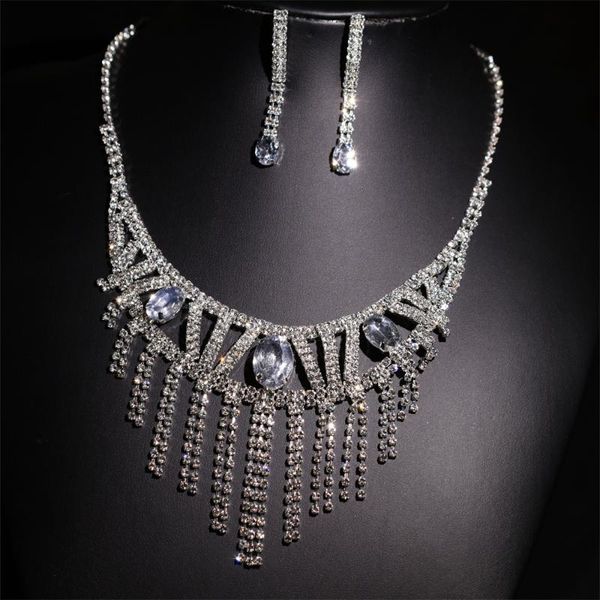 earrings & necklace zircon fashion luxury women thaw chain crystal ear ring suit dance gift, Silver
earrings & necklace zircon fashion luxury women thaw chain crystal ear ring suit dance gift, Silver