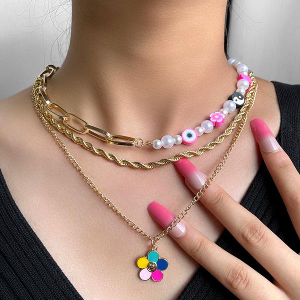 chains boho colorful flower metal clavicle chain pearl beaded multilayer necklaces for women asymmetry choker necklace beach jewelry, Silver
chains boho colorful flower metal clavicle chain pearl beaded multilayer necklaces for women asymmetry choker necklace beach jewelry, Silver