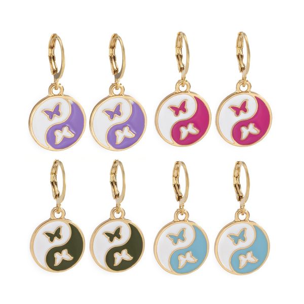 yamog colorful butterfly tai chi charm earrings women oil drop round animal ear buckle european retro alloy circle party earring jewelry acc, Golden
yamog colorful butterfly tai chi charm earrings women oil drop round animal ear buckle european retro alloy circle party earring jewelry acc, Golden