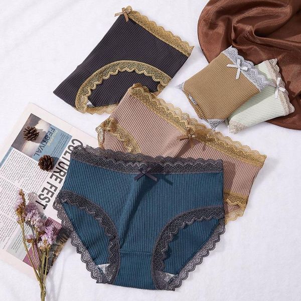 women's panties cotton threaded underwear lace bow briefs mid waist seamless underpants female lingerie, Black;pink
women's panties cotton threaded underwear lace bow briefs mid waist seamless underpants female lingerie, Black;pink