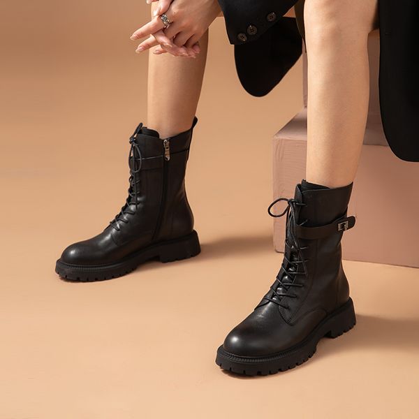 boots ankle boots women genuine cow leather side zip welt strap button round toe fashion lady shoes handmade 02363, Black
boots ankle boots women genuine cow leather side zip welt strap button round toe fashion lady shoes handmade 02363, Black
