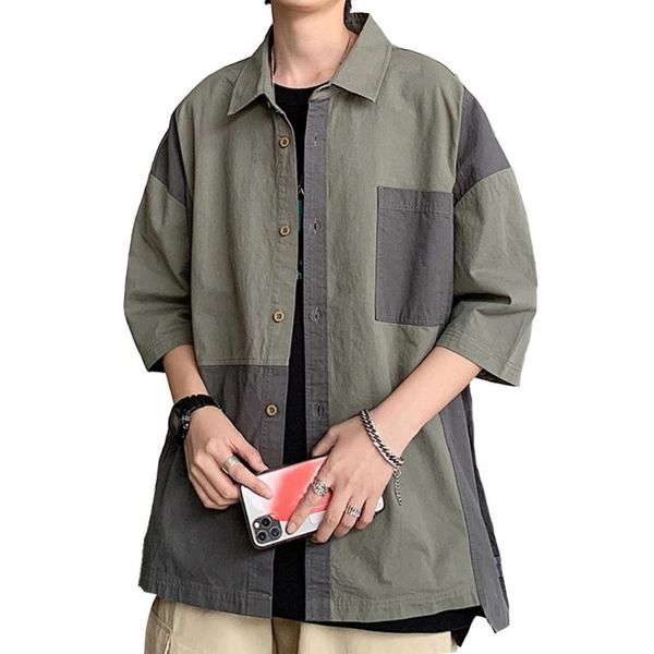 shirts fashion spring summer casual men's shirt stitching color contrast short sleeve pocket men loose workwear, White;black
shirts fashion spring summer casual men's shirt stitching color contrast short sleeve pocket men loose workwear, White;black
