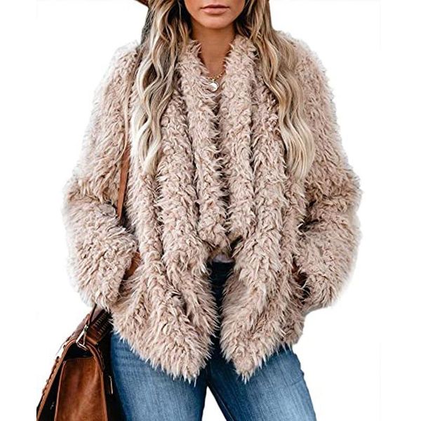 women's wool & blends thick solid color loose casual elegant coats and jackets women cardigan long sleeve streetwear office lady winter, Black 
women's wool & blends thick solid color loose casual elegant coats and jackets women cardigan long sleeve streetwear office lady winter, Black
