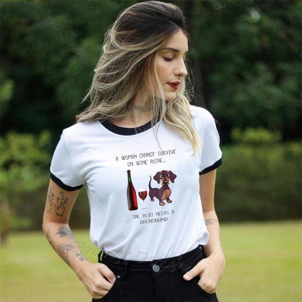 funny fashion a cannot womens survive on wine alone short she also needs dachshund dog shirts harajuku female clothes, White
funny fashion a cannot womens survive on wine alone short she also needs dachshund dog shirts harajuku female clothes, White