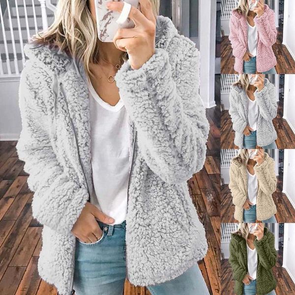 women's jackets fashion plush warm hooded jacket casual ladies zipper solid faux fur coat female winter long sleeve streetwear womens o, Black;brown
women's jackets fashion plush warm hooded jacket casual ladies zipper solid faux fur coat female winter long sleeve streetwear womens o, Black;brown
