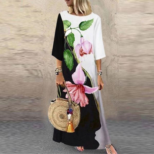 casual dresses plus size zanzea women bohemian beach sundress summer floral maxi dress o neck 3/4 sleeve printed long vestidos kaftan femme, Black;gray
casual dresses plus size zanzea women bohemian beach sundress summer floral maxi dress o neck 3/4 sleeve printed long vestidos kaftan femme, Black;gray