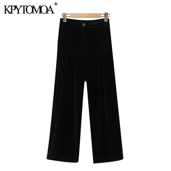 women fashion office wear straight velvet pants vintage high waist side pockets female ankle trousers mujer 210416, Black;white
women fashion office wear straight velvet pants vintage high waist side pockets female ankle trousers mujer 210416, Black;white