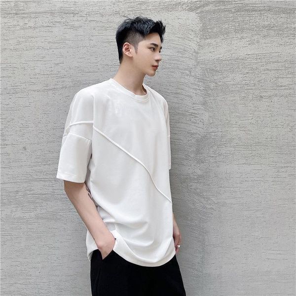 year summer t-shirt personality design trend fashion diagonal loose casual versatile short sleeve men's t-shirts, White;black
year summer t-shirt personality design trend fashion diagonal loose casual versatile short sleeve men's t-shirts, White;black