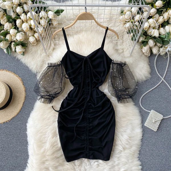 singreiny women off shoulder strap dress design korean mesh puff sleeve slim party dresses summer drawstring ruched mini dress 210419, Black;gray
singreiny women off shoulder strap dress design korean mesh puff sleeve slim party dresses summer drawstring ruched mini dress 210419, Black;gray