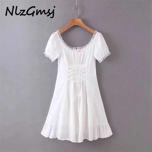 off shoulder white lace dress romantic lady front drawstring bandage short sleeve a-line mini summer 210628, Black;gray
off shoulder white lace dress romantic lady front drawstring bandage short sleeve a-line mini summer 210628, Black;gray