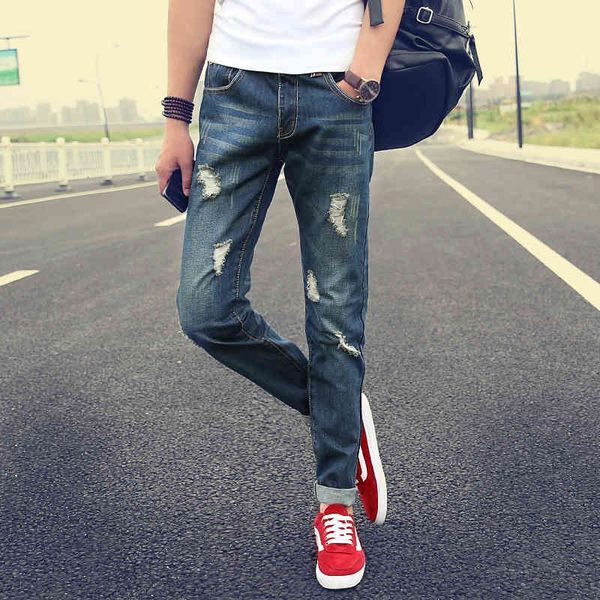 men's jeans fashion spring autumn young scrape foot ripped hole beggar denim slim jeans men casual hip hop trousers mm, Blue
men's jeans fashion spring autumn young scrape foot ripped hole beggar denim slim jeans men casual hip hop trousers mm, Blue