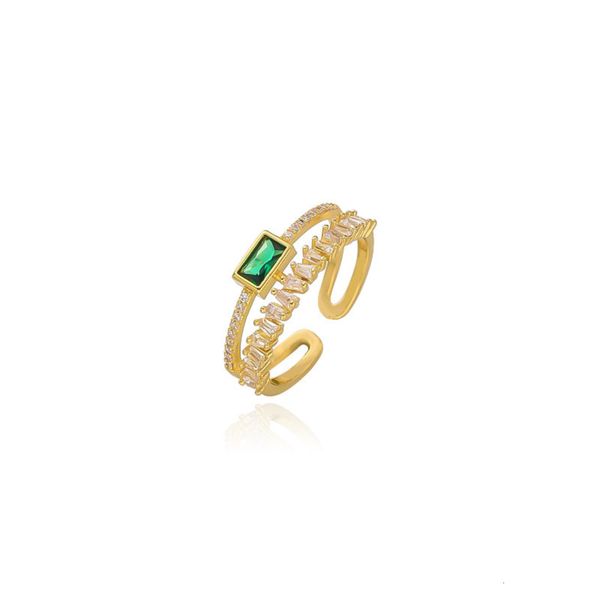 peacock green double layer women's fashion personality index finger simple temperament net red ring, Black