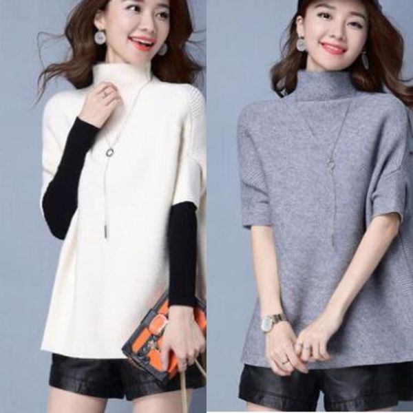 women's sweaters women autumn winter sweater short sleeve solid color knitted pullover turtleneck loose fashion elegant, White;black
women's sweaters women autumn winter sweater short sleeve solid color knitted pullover turtleneck loose fashion elegant, White;black