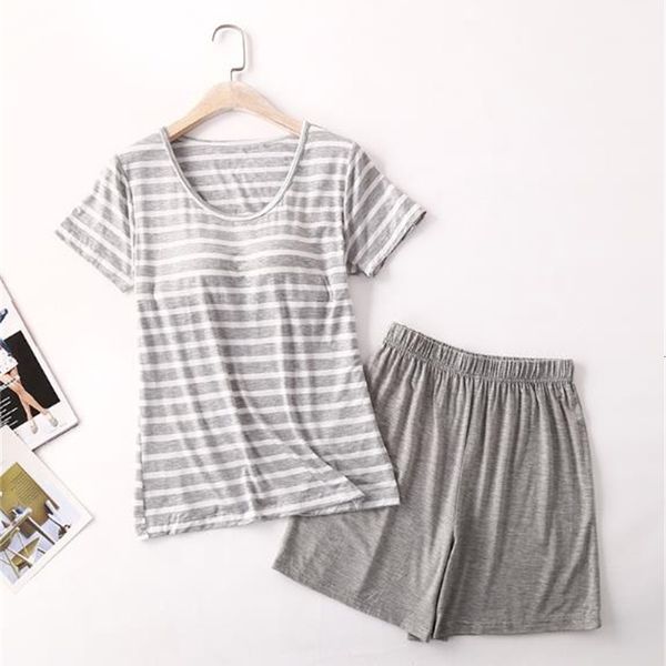 women's sleepwear modal ladies chest padded sleepwear short sleeve shorts set fashion striped girl's pajamas cotton nightwear pija, Black;red
women's sleepwear modal ladies chest padded sleepwear short sleeve shorts set fashion striped girl's pajamas cotton nightwear pija, Black;red