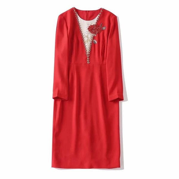 casual dresses brand red dress 2021 autumn winter party events women hand made beading flower embroidery long sleeve sheath, Black;gray
casual dresses brand red dress 2021 autumn winter party events women hand made beading flower embroidery long sleeve sheath, Black;gray