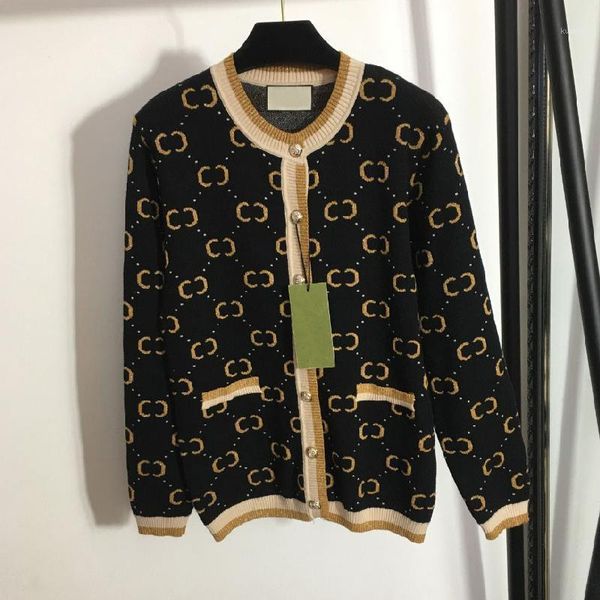 women's knits & tees 2021 luxury design gold thread embroidery letters fashion long sleeved cardigan temperament round neck knitted coa, White
women's knits & tees 2021 luxury design gold thread embroidery letters fashion long sleeved cardigan temperament round neck knitted coa, White