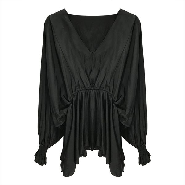 women batwing sleeve long v neck black apricot solid shirt casual office lady b0591 210514, White
women batwing sleeve long v neck black apricot solid shirt casual office lady b0591 210514, White