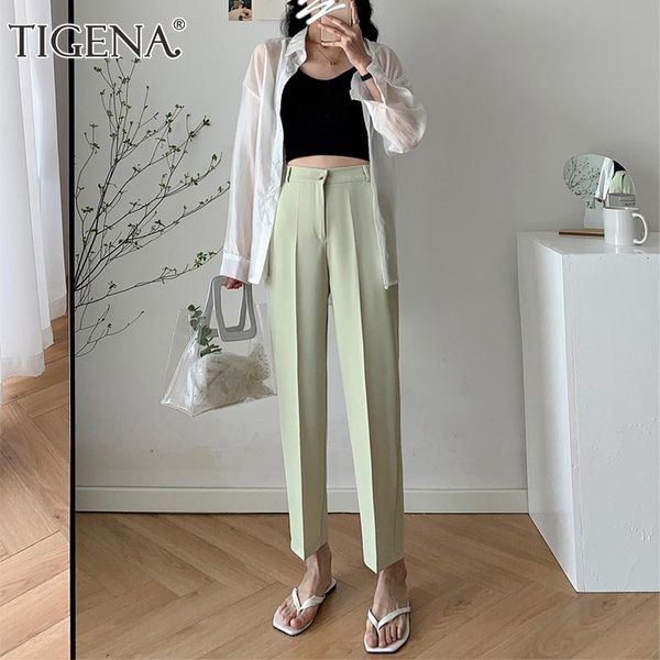 women's pants & capris tigena women 2021 summer casual solid ankle length straight elastic high waist female trousers with pocket, Black;white
women's pants & capris tigena women 2021 summer casual solid ankle length straight elastic high waist female trousers with pocket, Black;white