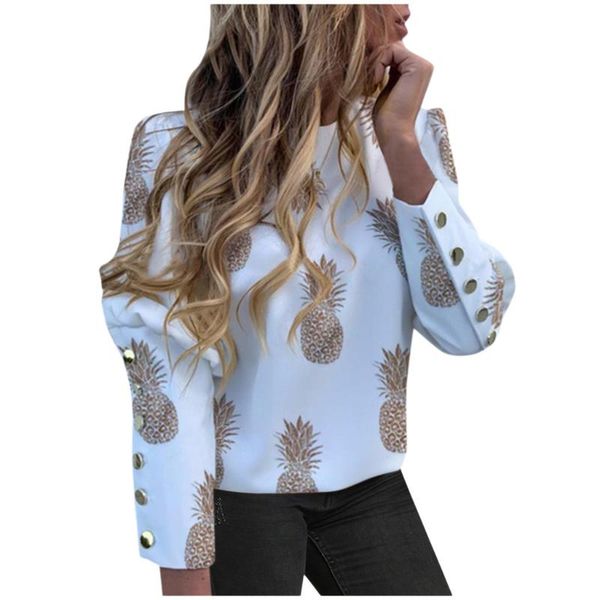 long sleeve woman shirts polyeste women's blouse pineapple printed button o-neck shirt blouses &, White
long sleeve woman shirts polyeste women's blouse pineapple printed button o-neck shirt blouses &, White