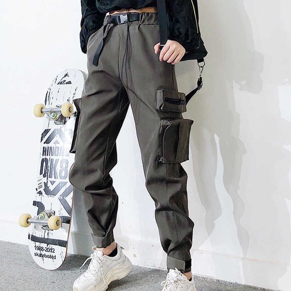 spring zipper pocket high waist cargo pants sports belt joggers loose harajuku bf elastics trousers 210531, Black;white
spring zipper pocket high waist cargo pants sports belt joggers loose harajuku bf elastics trousers 210531, Black;white