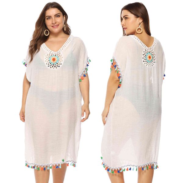 women's plus size large hand crochet stitching colorful tassel loose beach bikini blouse 1939
women's plus size large hand crochet stitching colorful tassel loose beach bikini blouse 1939