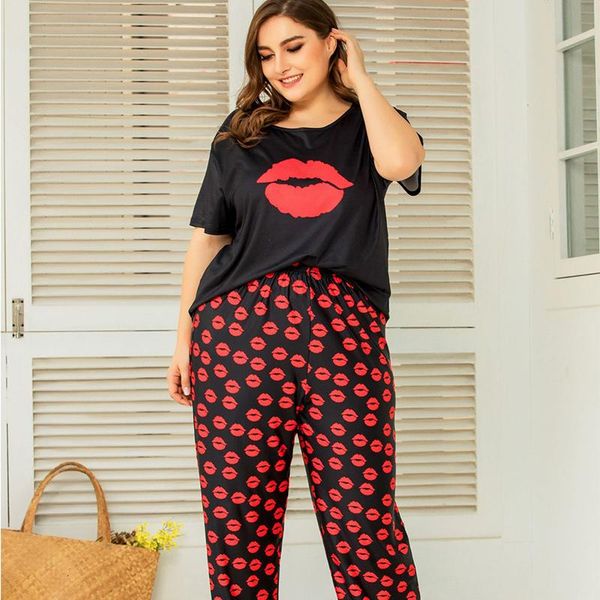 plus size tracksuits homewear suits women summer casual t shirts drawstring sweatpants lounge wear fashion 2 piece sets elastic sleepwear, Black
plus size tracksuits homewear suits women summer casual t shirts drawstring sweatpants lounge wear fashion 2 piece sets elastic sleepwear, Black