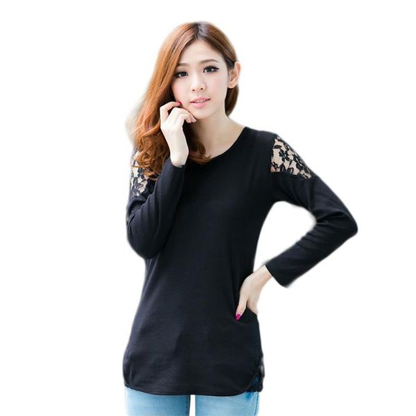 women's t-shirt women lace stitching long sleeve bottoming shirt crew neck loose ladies casual, White
women's t-shirt women lace stitching long sleeve bottoming shirt crew neck loose ladies casual, White