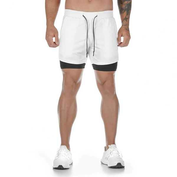 men's shorts summer running men double-deck adjustable waistband polyester highly elastic gym pants, White;black
men's shorts summer running men double-deck adjustable waistband polyester highly elastic gym pants, White;black