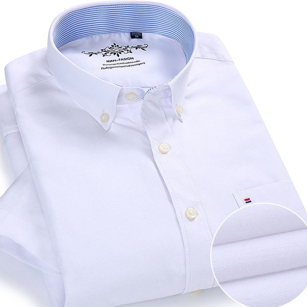 short sleeve men's shirt summer button collar oxford fabric slim fit breath comfrotable fashion business mens casual shirts 210410, White;black
short sleeve men's shirt summer button collar oxford fabric slim fit breath comfrotable fashion business mens casual shirts 210410, White;black