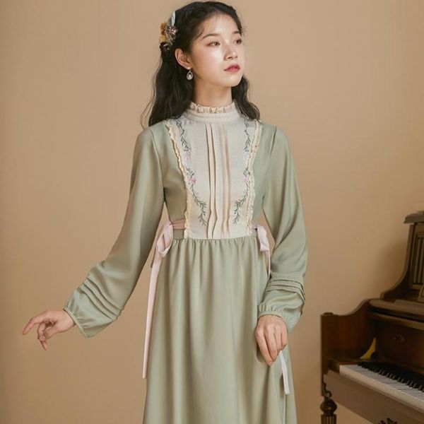 casual dresses french retro embroidery dress vacation long sleeve female temperament was thin high waist plaid green f1218, Black;gray
casual dresses french retro embroidery dress vacation long sleeve female temperament was thin high waist plaid green f1218, Black;gray