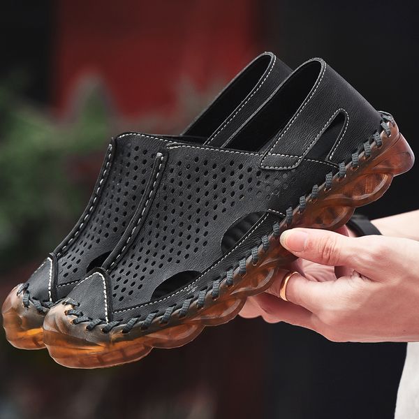 summer men sandals genuine leather men casual shoes handmade outdoor beach sandals roman shoes soft wear-resistant men slippers, Black
summer men sandals genuine leather men casual shoes handmade outdoor beach sandals roman shoes soft wear-resistant men slippers, Black